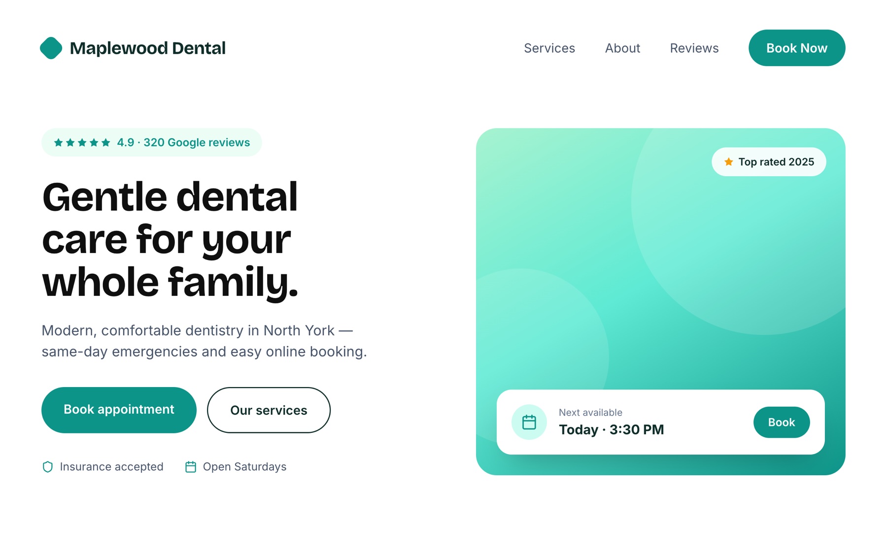 Maplewood Dental website